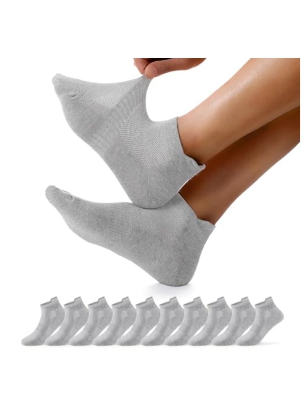 10 Pairs Men's Ankle Socks Breathable Cotton Low Cut Compression Running